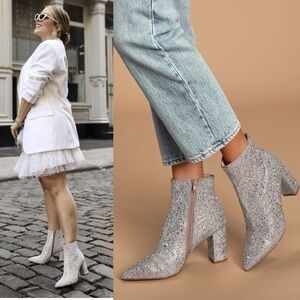 Betsey Johnson Silver Ankle Boots